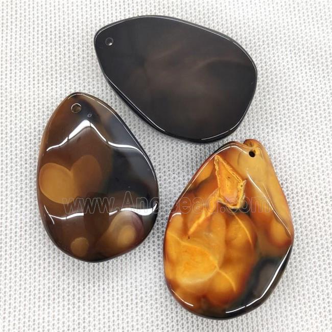 Natural Agate Teardrop Pendant Dye Orange