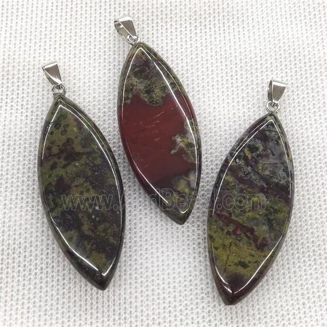 Natural Dragon Bloodstone Leaf Pendant