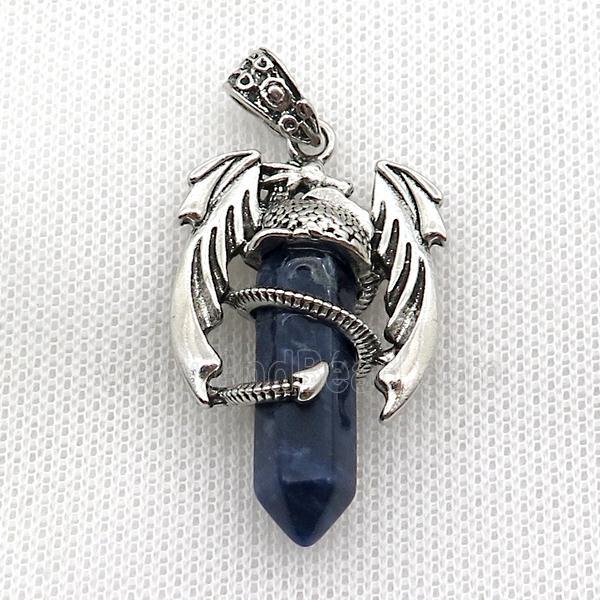 Alloy Dragon Pendant Pave Blue Sodalite Antique Silver