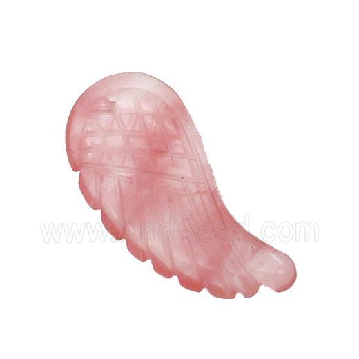 Synthetic Quartz Pendant Red Angel Wings