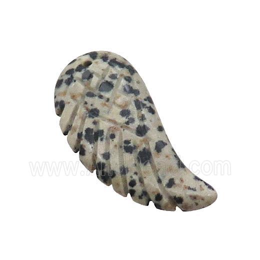 Natural Black Dalmatian Jasper Angel Wings Pendant