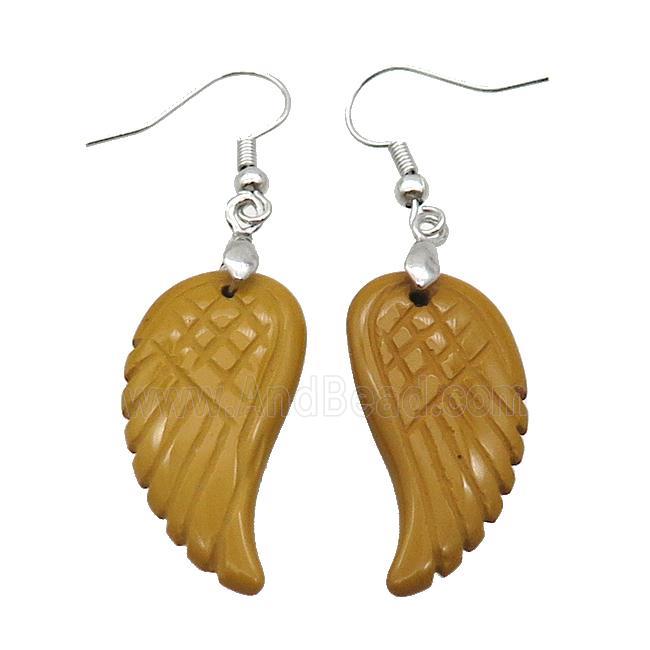 Natural Yellow Mookaite Angel Wings Hook Earring