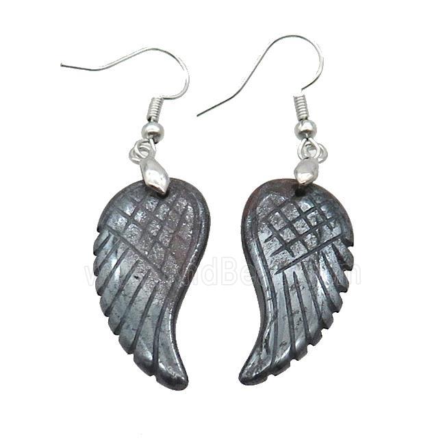 Iron Tiger Eye Stone Angel Wings Hook Earring