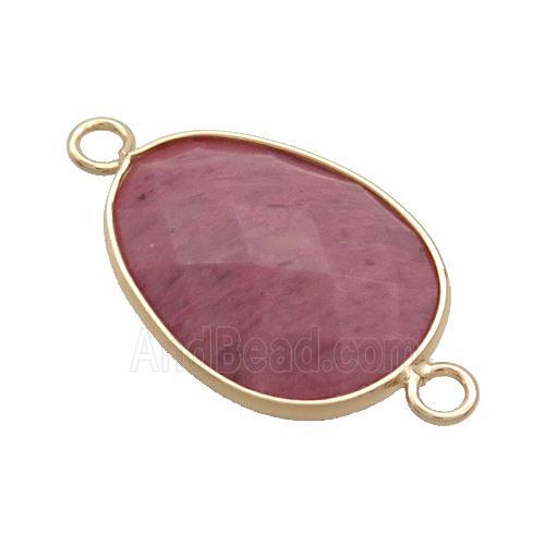 Pink Wood Lace Jasper Teardrop Connector Gold Plated