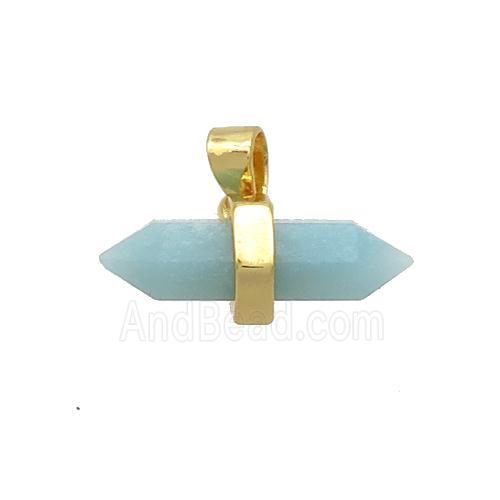 Blue Amazonite Bullet Pendant Gold Plated