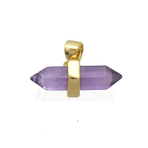 Purple Amethyst Bullet Pendant Gold Plated Double Point