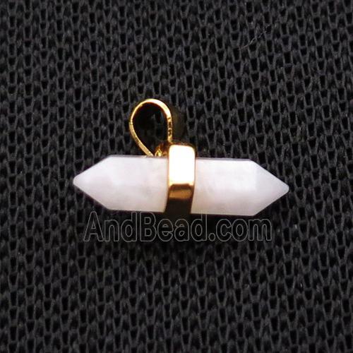 White Moonstone Bullet Pendant Gold Plated
