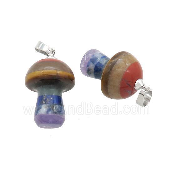 Gemstone Chakra Mushroom Pendant Yoga Multicolor