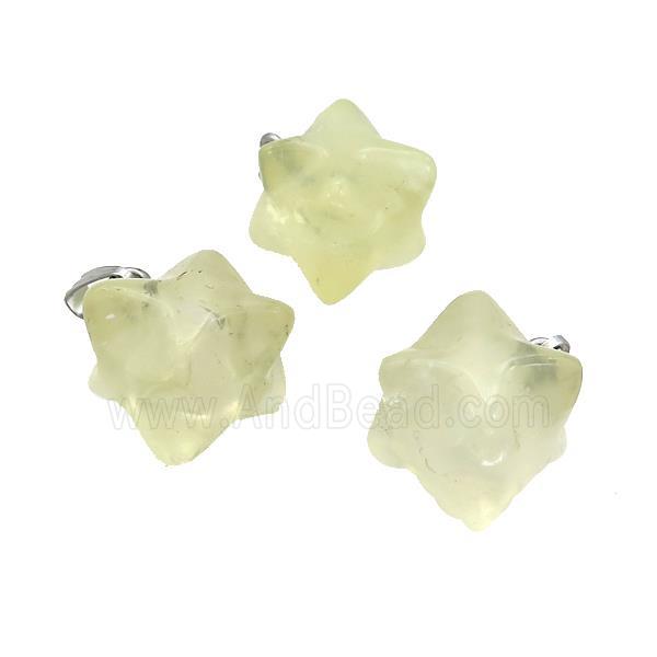 Natural Lemon Quartz Merkaba Star Cube Pendant
