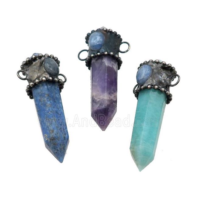 Mix Gemstone Bullet Pendant Kyanite 2loops