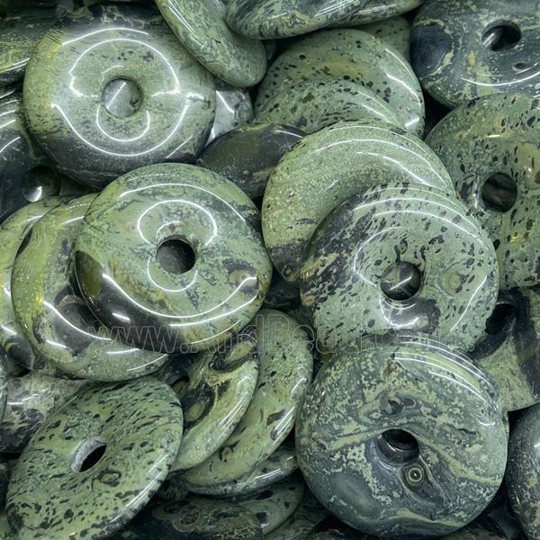 Natural Kambaba Jasper Donut Pendant Green