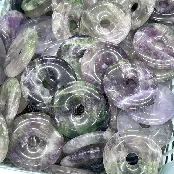 Natural Fluorite Donut Pendant Multicolor