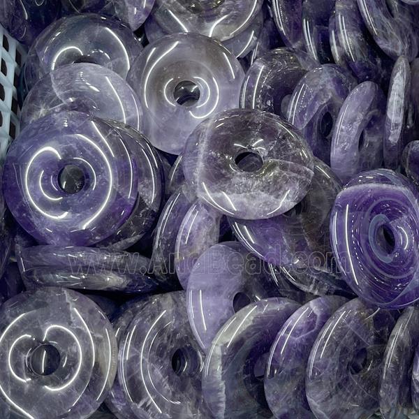Natural Amethyst Donut Pendant Purple