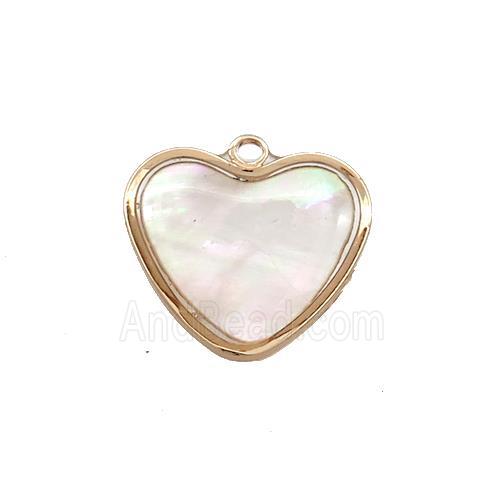White MOP Shell Heart Pendant Gold Plated