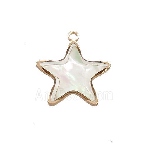 White MOP Shell Star Pendant Gold Plated