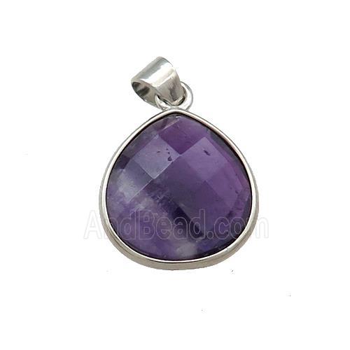 Natural Fluorite Teardrop Pendant Platinum Plated