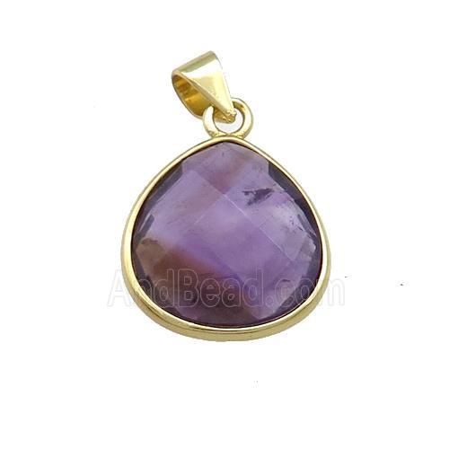 Natural Fluorite Teardrop Pendant Gold Plated