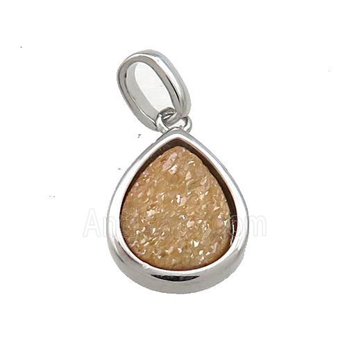 Champagne Quartz Druzy Teardrop Pendant