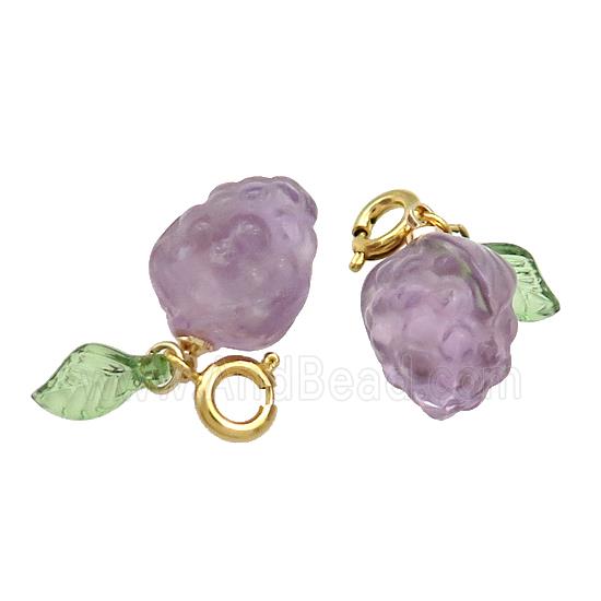 Natural Amethyst Pendant Grape Purple Carved
