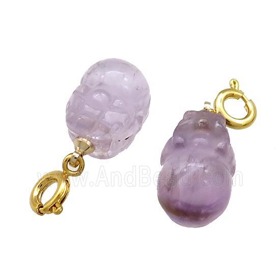 Natural Amethyst Pixiu Pendant Purple Carved