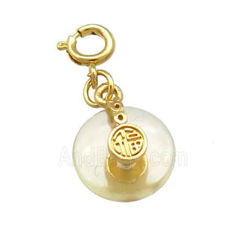Natural Clear Quartz Donut Pendant Gold Plated Clasp