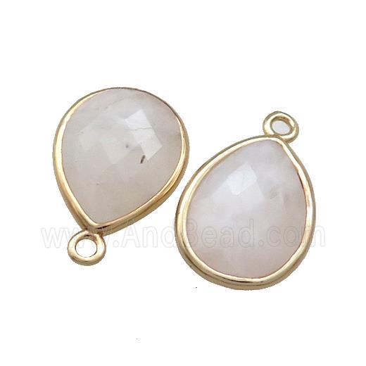 Natural White Moonstone Teardrop Pendant Gold Plated