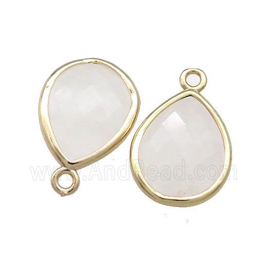 Natural Clear Quartz Teardrop Pendant Gold Plated