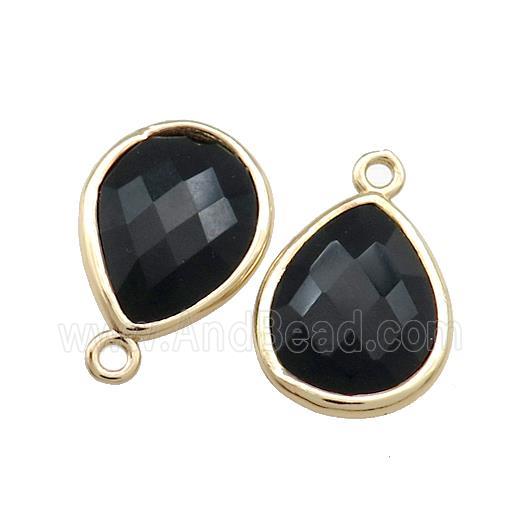 Black Onyx Agate Teardrop Pendant Gold Plated