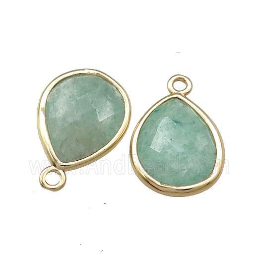 Green Strawberry Quartz Teardrop Pendant Gold Plated