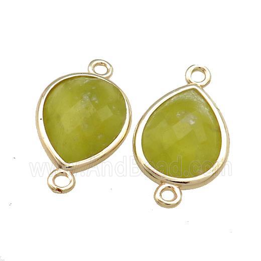 Lemon Jade Teardrop Connector Gold Plated