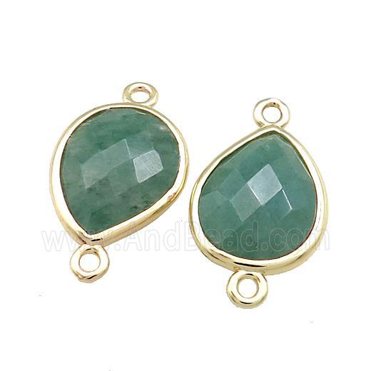 Green Aventurine Teardrop Connector Gold Plated