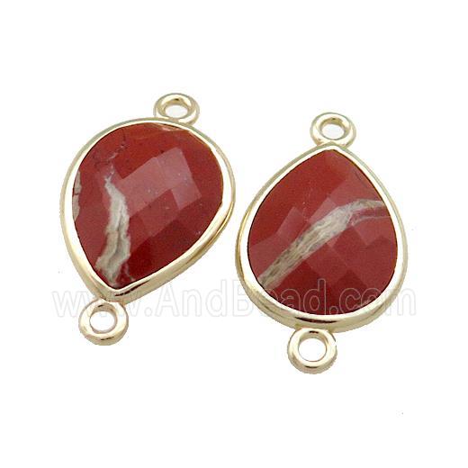 Red Jasper Teardrop Connector Gold Plated