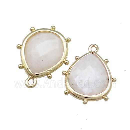 White Moonstone Teardrop Pendant Spike Gold Plated