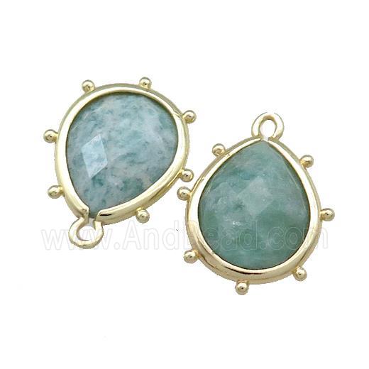 Green Amazonite Teardrop Pendant Gold Plated
