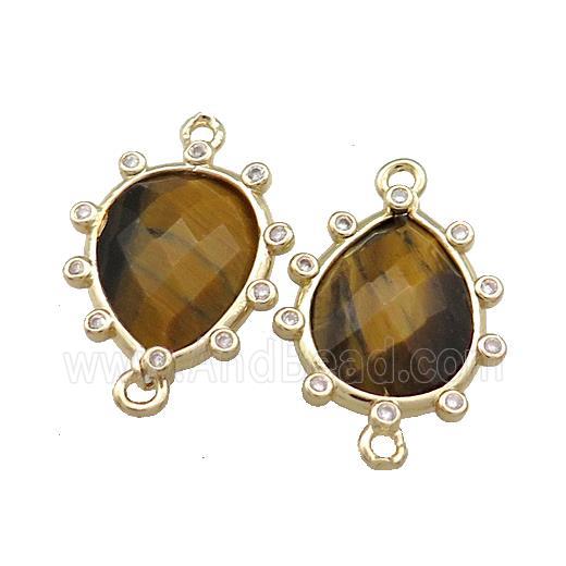 Tiger Eye Stone Teardrop Connector Gold Plated