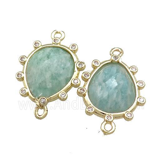 Green Amazonite Teardrop Connector Gold Plated