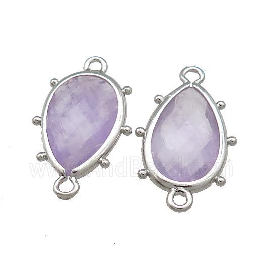 Amethyst Teardrop Connector Platinum Plated