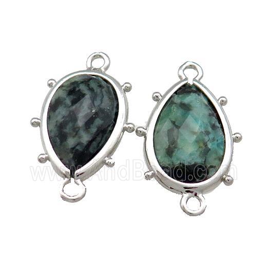 African Turquoise Teardrop Connector Platinum Plated