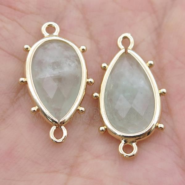 Green Quartz Teardrop Connector Gold Plated