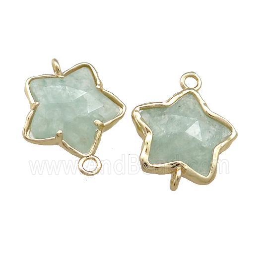 Green Strawberry Quartz Flower Connector Gold Plated