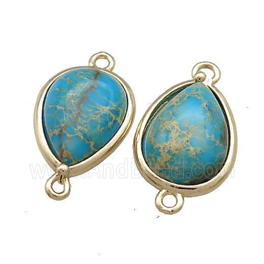 Blue Imperial Jasper Teardrop Connector Gold Plated