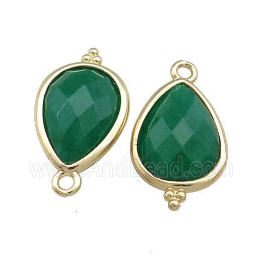 Green Jade Teardrop Pendant Dye Gold Plated