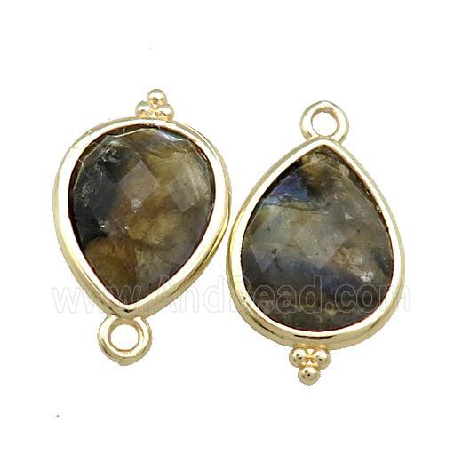 Natural Labradorite Jade Teardrop Pendant Dye Gold Plated