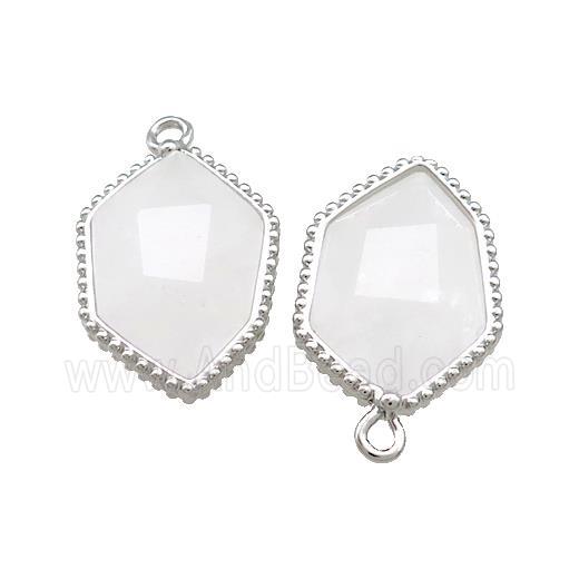Natural Clear Quartz Prism Pendant Platinum Plated