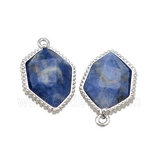 Natural Blue Lapis Lazuli Prism Pendant Platinum Plated