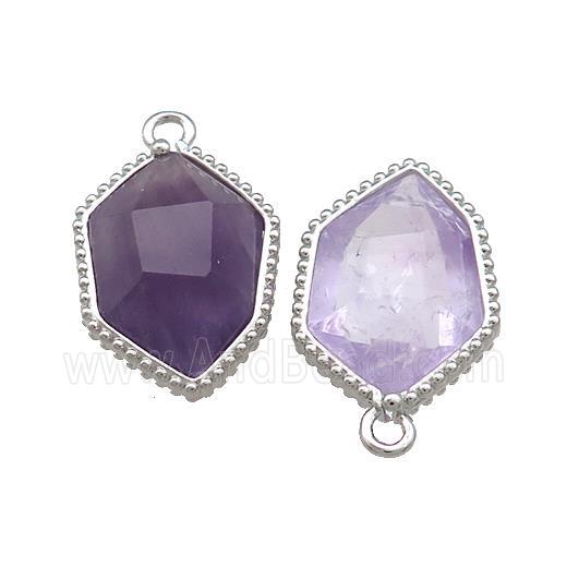 Purple Amethyst Prism Pendant Platinum Plated