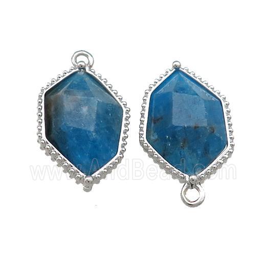 Natural Blue Apatite Prism Pendant Platinum Plated