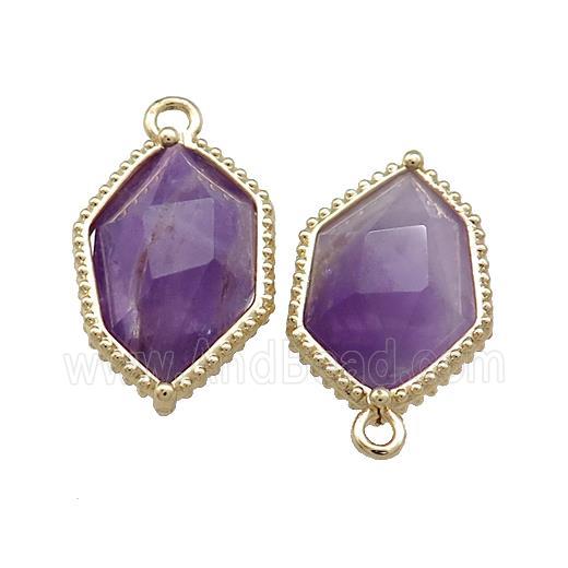 Purple Amethyst Prism Pendant Gold Plated