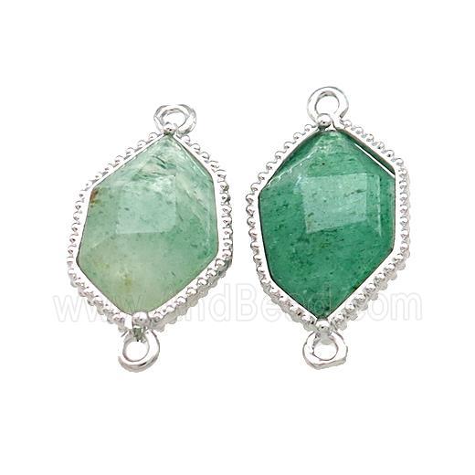 Green Strawberry Quartz Prism Connector Platinum Plated