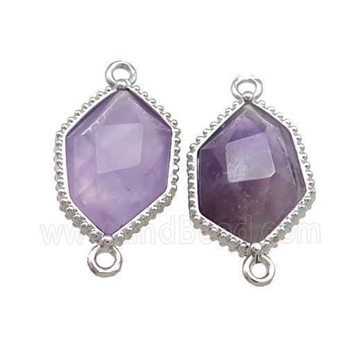 Purple Amethyst Prism Connector Platinum Plated